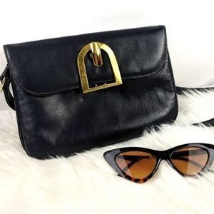 Vintage Stunning Gold Buckle Navy Shoulder Bag